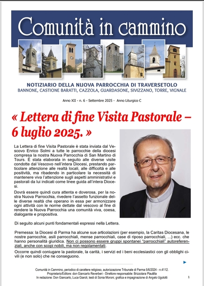 Lettera di fine Visita Pastorale